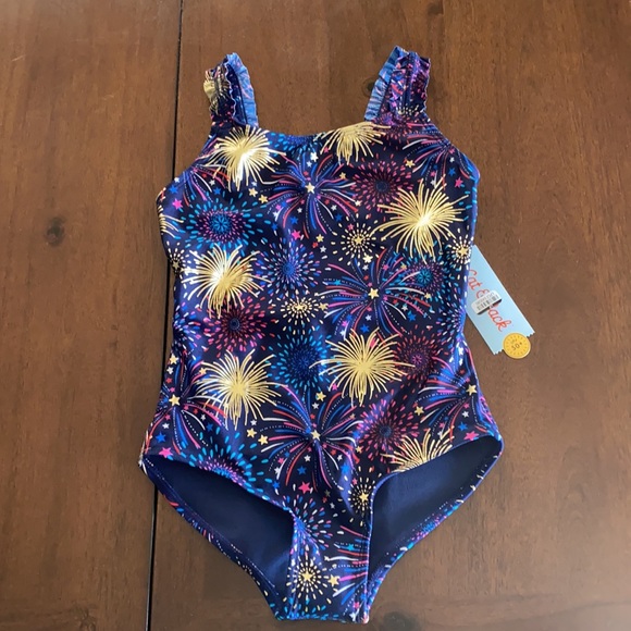 Cat & Jack Fireworks One Piece Swimsuit Blue - Picture 2 of 8